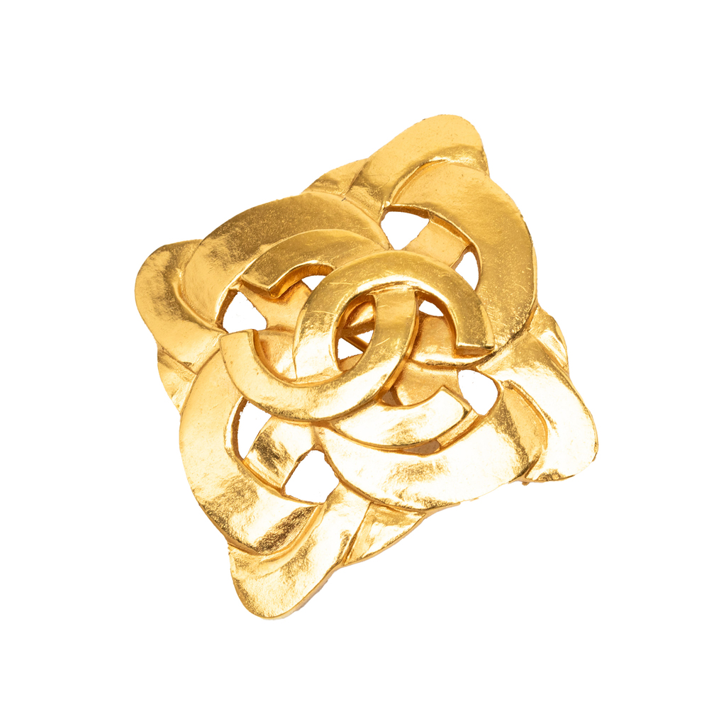 Pre-Loved Chanel CC Gold Plated Twisted Brooch